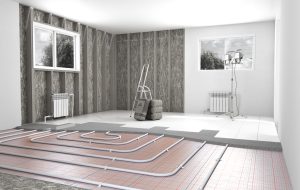 the concept of internal repair work. room with a warm floor and